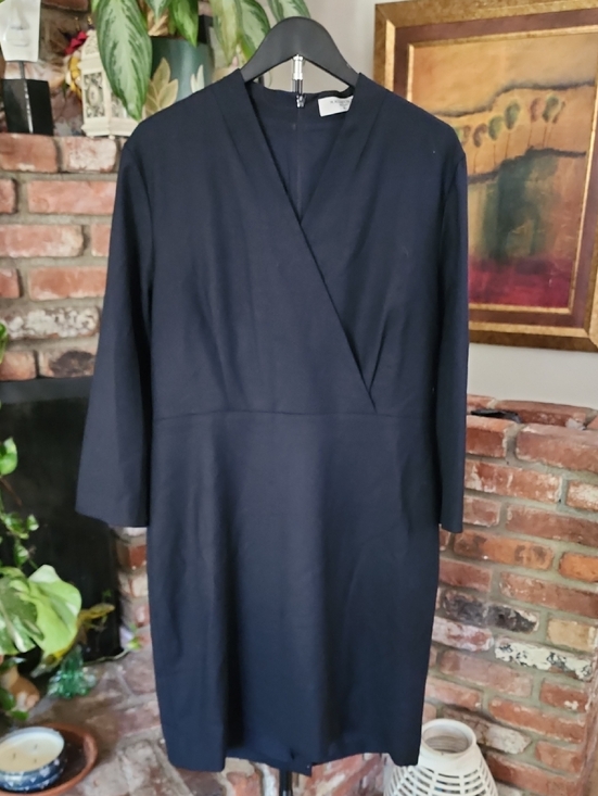 MM Lafleur Dresses & Skirts - MM.LaFleur Navy Wrap Style Long Sleeve Sheath Dress